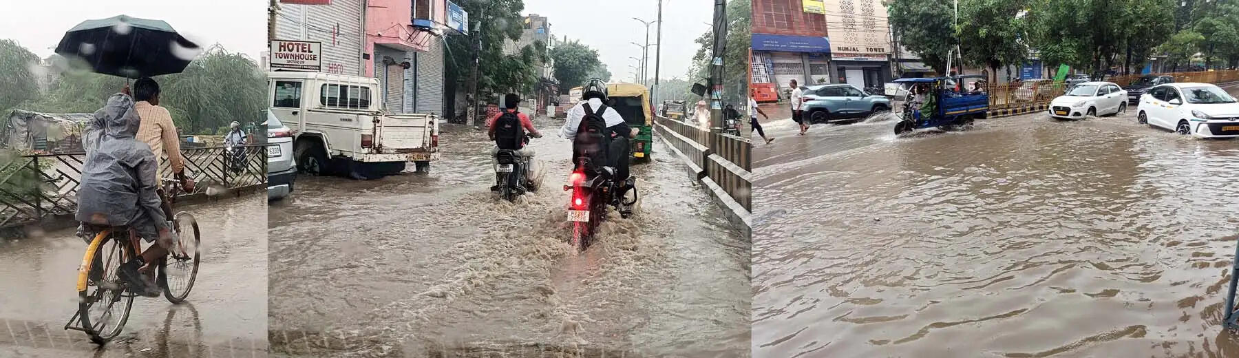 गुरुग्राम: बरसात में मिलेनियम सिटी में हुआ जलभराव, पैदा हुई परेशानी