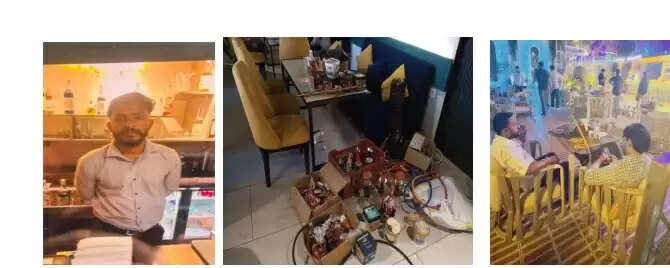 कैफे और रेस्टोरेंट की आड़ में चल रहे हुक्का बार में पुलिस ने मारा छापा