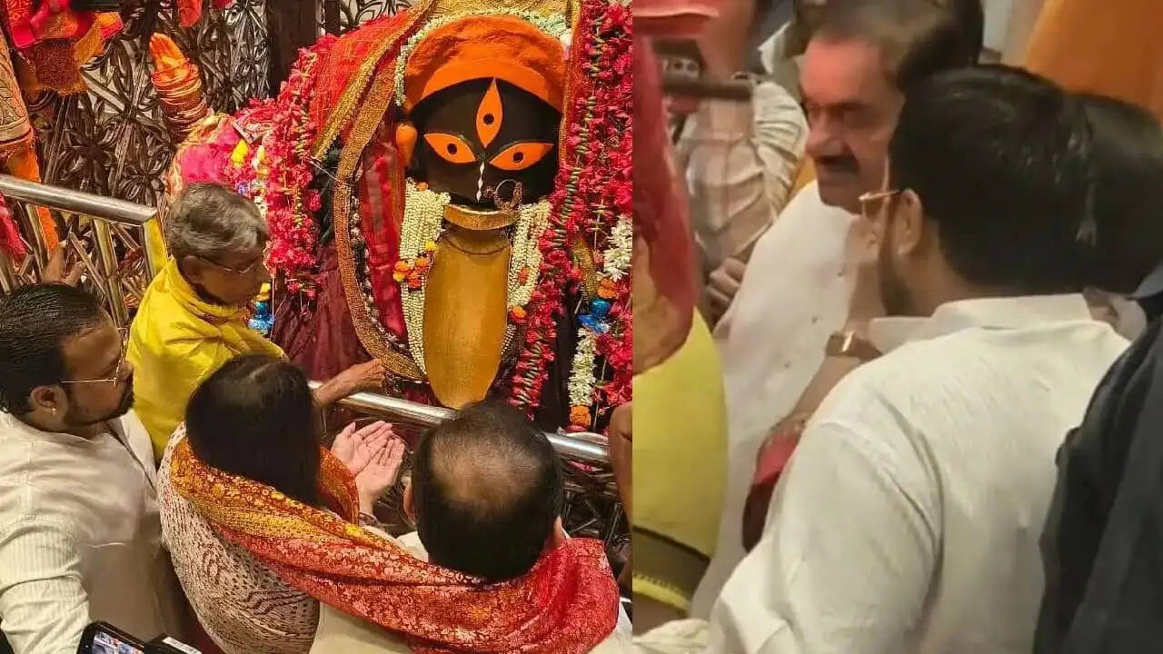 मुख्यमंत्री शुभेंदु अधिकारी के साथ निवेश पर चर्चा से पूर्व कालीघाट पहुंचे गौतम अडानी, की आराधना