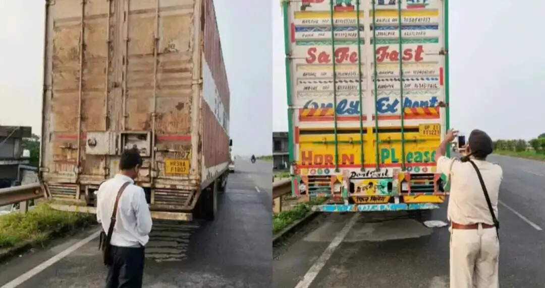 रांची में हाईवे किनारे खड़े भारी वाहनों पर पुलिस की कार्रवाई, वसूला जुर्माना