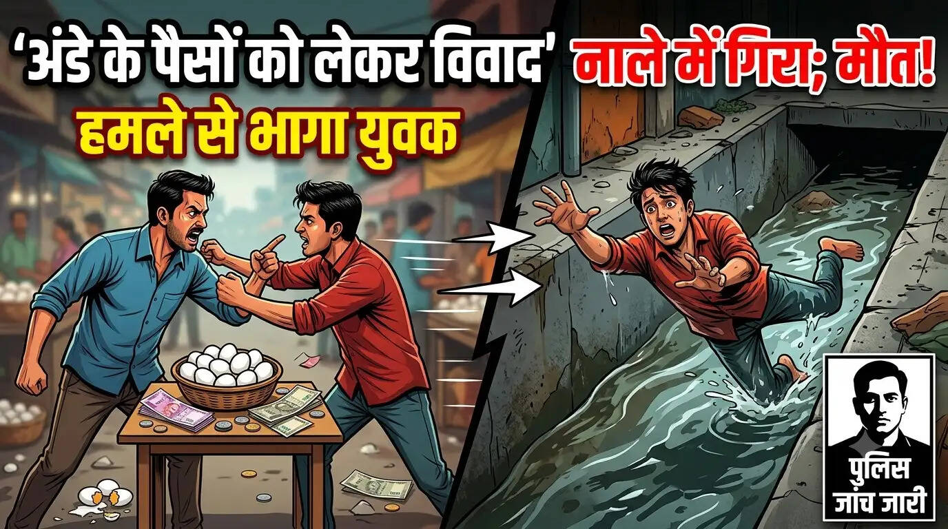 अंडे के पैसों को लेकर विवाद, हमले से भागा युवक नाले में गिरा; मौत