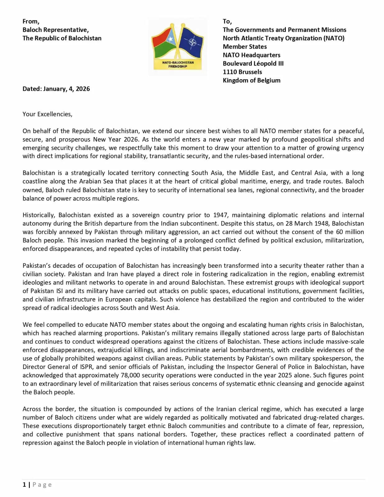 बलोच नेताओं ने नाटो सदस्य देशों को लिखा पत्र, पाकिस्तान, ईरान पर लगाया अस्थिरता, आतंक फैलाने का आरोप