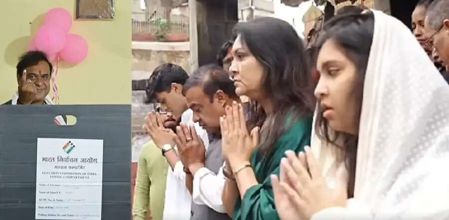 असमः मुख्यमंत्री ने अपनी पत्नी, पुत्र एवं पुत्री के साथ किया मतदान