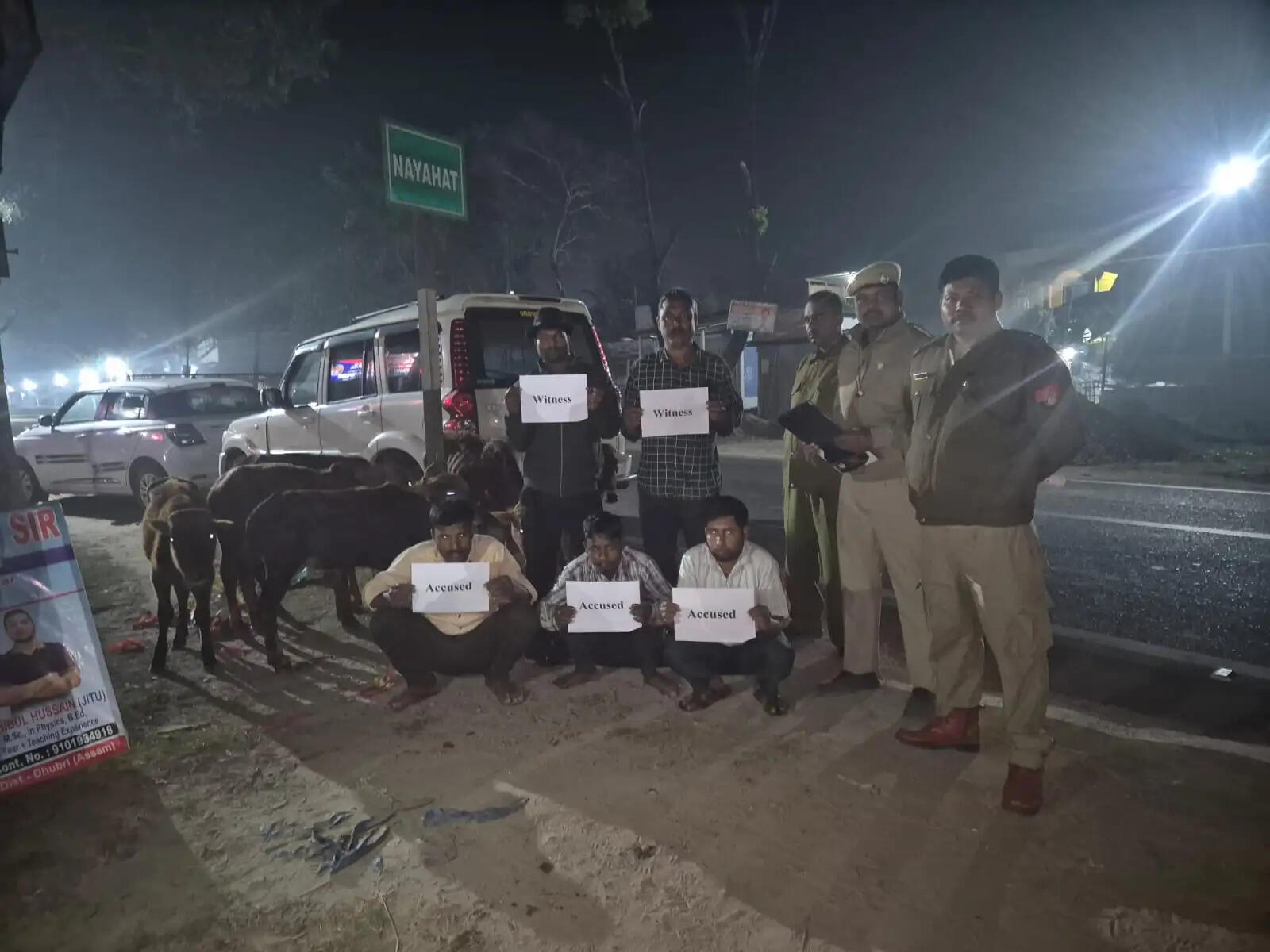 स्कॉर्पियो से मवेशी बरामद, तीन गिरफ्तार