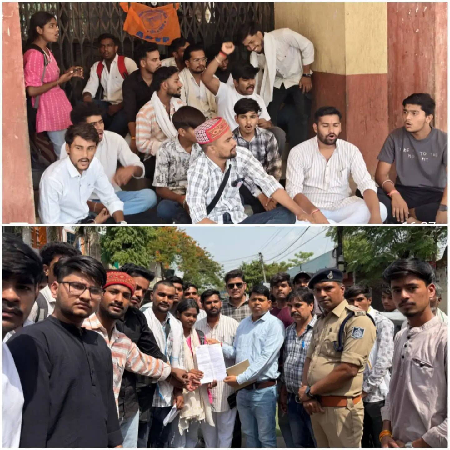 राजगढ़ःधारा 52 लागू करने की मांग को लेकर एबीवीपी का प्रदर्शन, सड़क पर बैठकर जताया विरोध