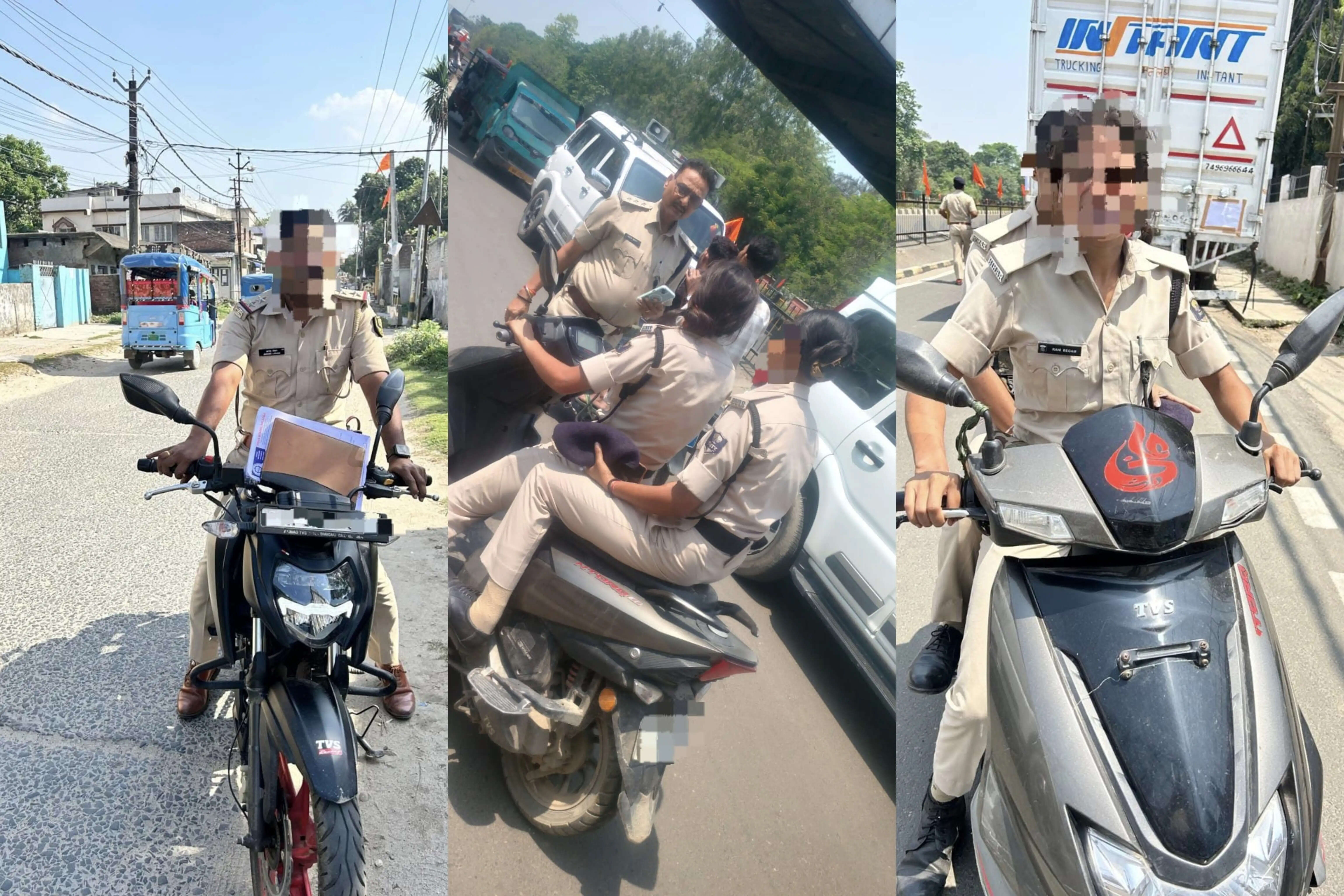 किशनगंज में सख्ती: बिना हेलमेट बाइक चलाने पर दारोगा व महिला सिपाही का कटा चालान