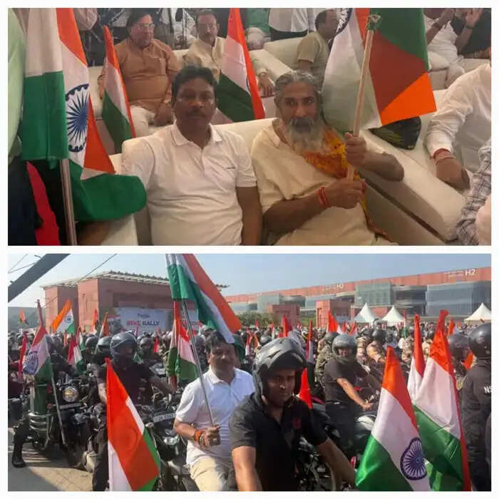 बस्तर एवं कांकेर सांसद नई दिल्ली में तिरंगा माेटरसाइकिल रैली में हुए शामिल