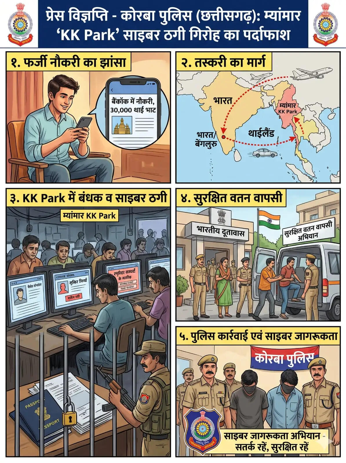 कोरबा : म्यांमार के ‘केके पार्क’ में साइबर ठगी कराने वाले गिरोह की महिला सदस्य गिरफ्तार