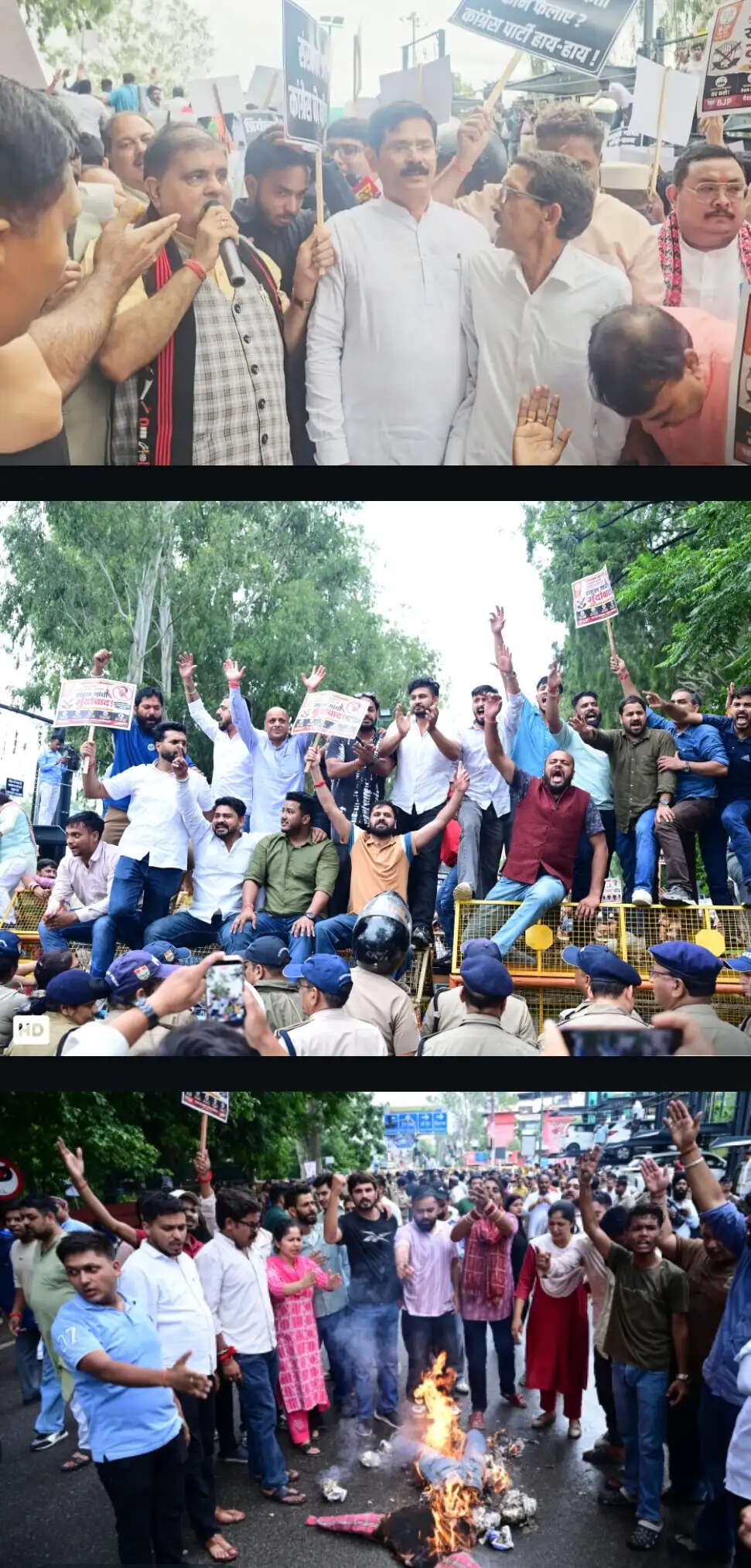 राहुल गांधी के धरने के विरोध में भाजपा ने किया कांग्रेस मुख्यालय का घेराव, दोनों दल आमने-सामने