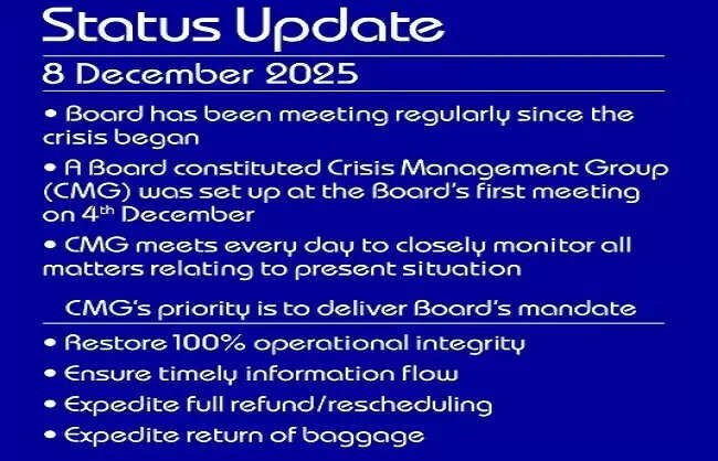 इंडिगो ने ऑपरेशन फिर शुरू करने और पैसा लौटाने के लिए क्राइसिस मैनेजमेंट ग्रुप बनाया