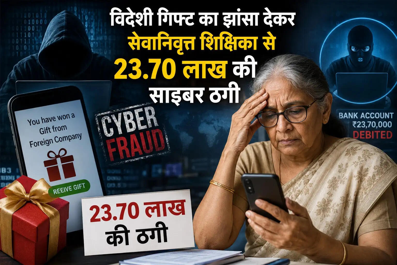 अनूपपुर: विदेशी गिफ्ट का झांसा देकर सेवानिवृत्त शिक्षिका से 23.70 लाख की साइबर ठगी