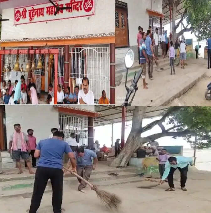 सैदपुर के श्री बूढ़ेनाथ महादेव मंदिर में आरएसएस के स्वयंसेवकों ने किया श्रम दान, गंगा नदी के घाट की भी की सफाई