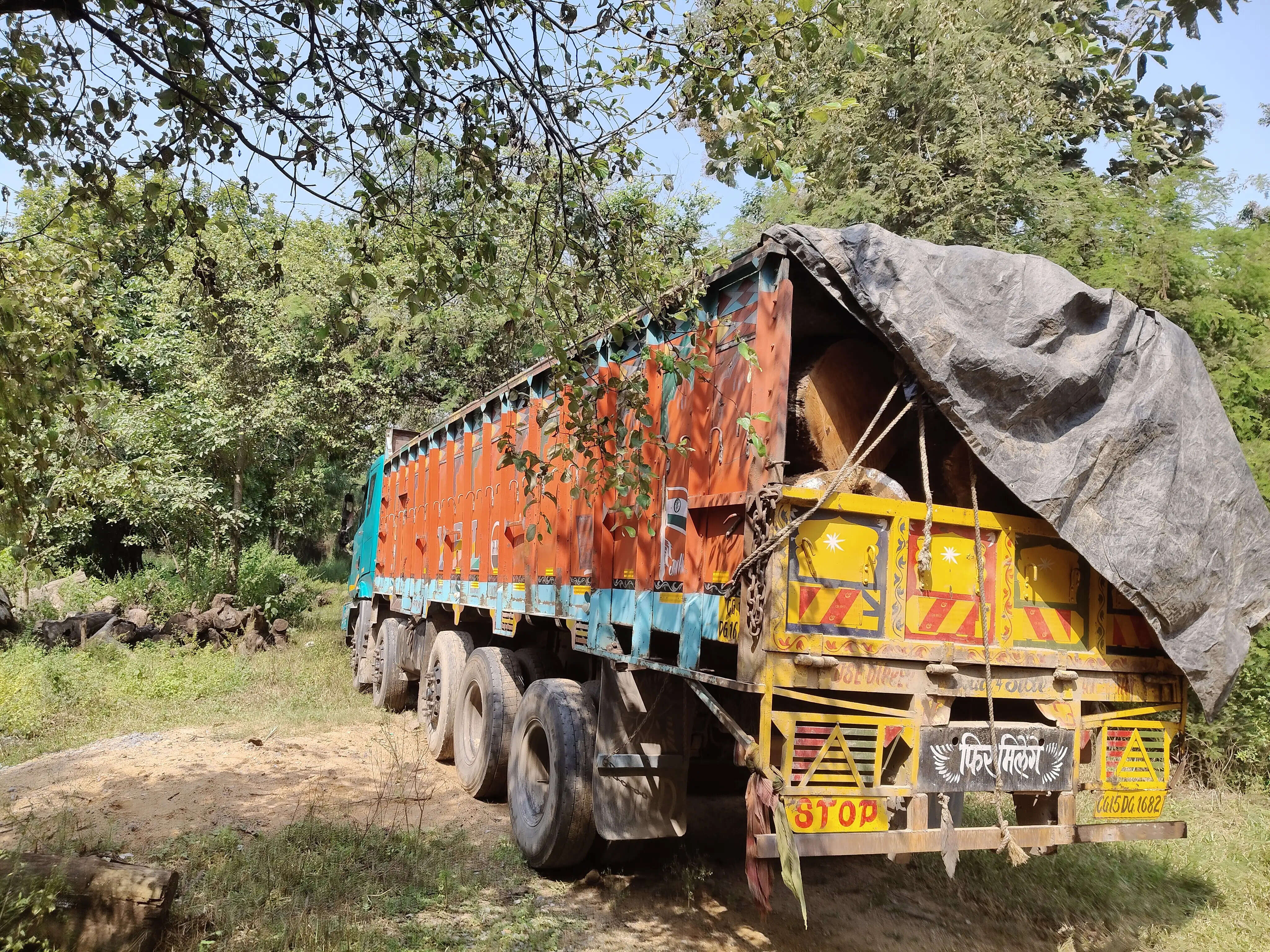 कन्हर बैरियर पर रात में पकड़ा गया साल की लकड़ी से भरा ट्रक, दस्तावेजों में गड़बड़ी मिलने पर कार्रवाई