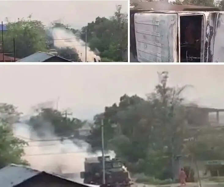 मणिपुर के बिष्णुपुर में विरोध प्रदर्शन, कार में लगाई आग, झड़प में कई घायल