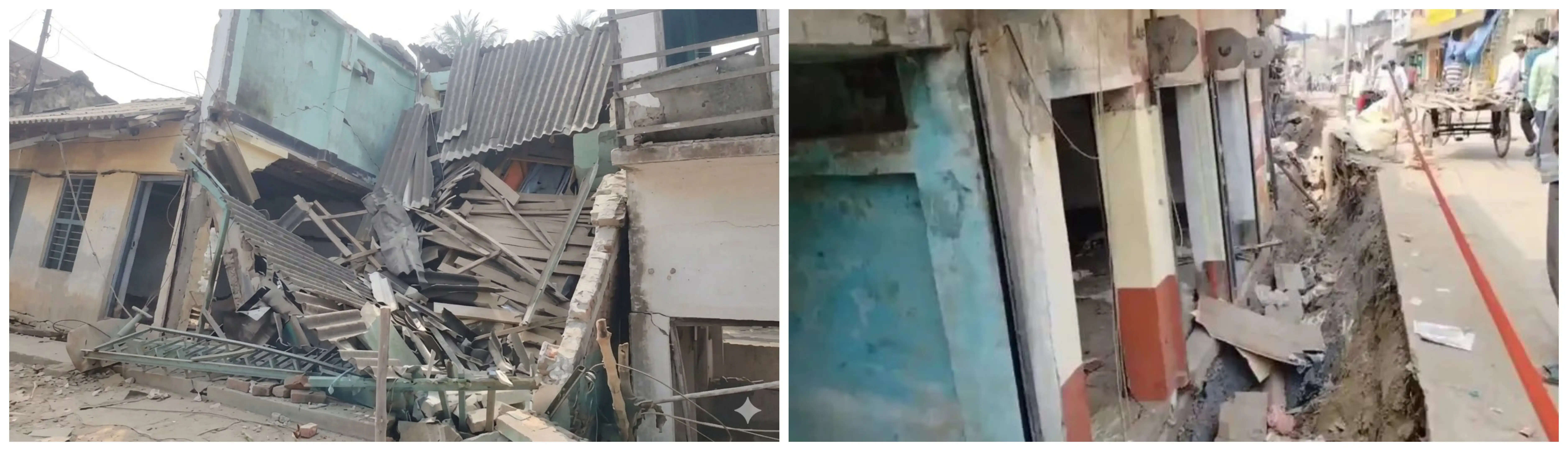 नहर मरम्मत के दौरान हादसा, मेचेदा बाजार की कई दुकानें ढहीं