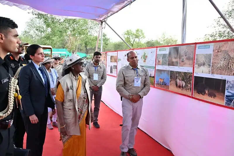 राष्ट्रपति ने कूनो नेशनल पार्क में किया चीता कमांड कंट्रोल सेंटर का भ्रमण, चीता प्रदर्शिनी भी देखी