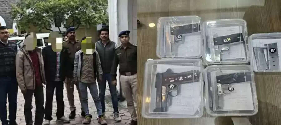 इंदौरः अवैध हथियारों के साथ दिल्ली-हरियाणा के 3 बदमाश गिरफ्तार, 4 देशी पिस्टल, 2 मैगजीन बरामद