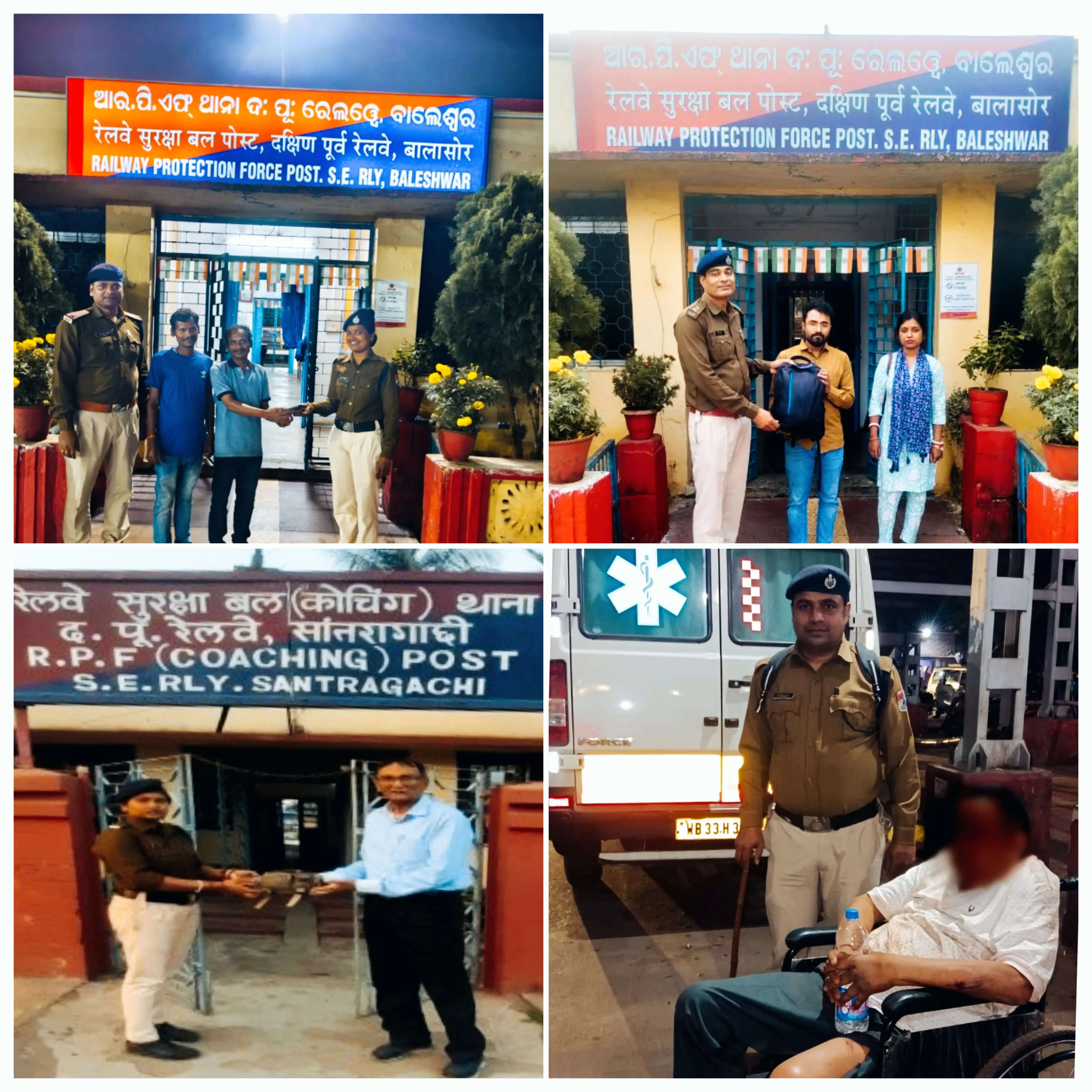 खड़गपुर आरपीएफ ने घायल बुजुर्ग बचाया और यात्रियों का खोया सामान लौटाया
