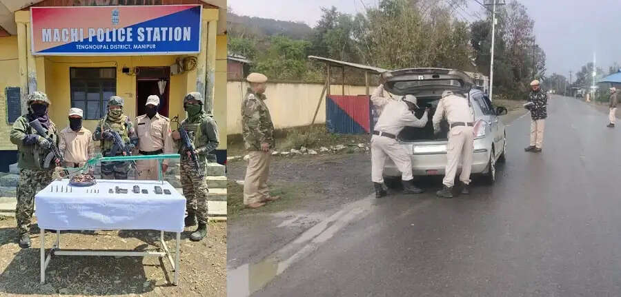 तेंगनौपाल जिले के पहाड़ी क्षेत्र से भारी मात्रा में हथियार एवं नौ आईईडी बरामद