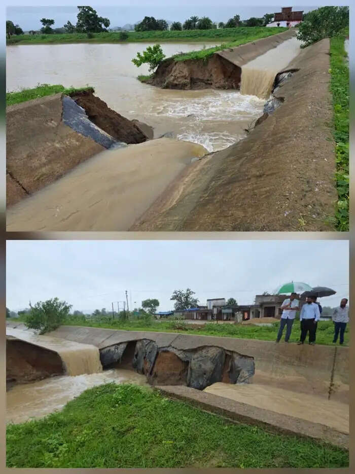 पहली बारिश में टूटी 15 करोड़ की नहर लाइनिंग, किसानों के फसल काे हुआ नुकसान