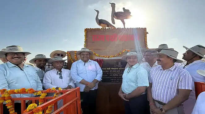 जैसलमेर&nbsp;में&nbsp;पहली बार मनाया गोडावण दिवस&nbsp;: वनमंत्री को एक साथ दिखे 9 गोडावण