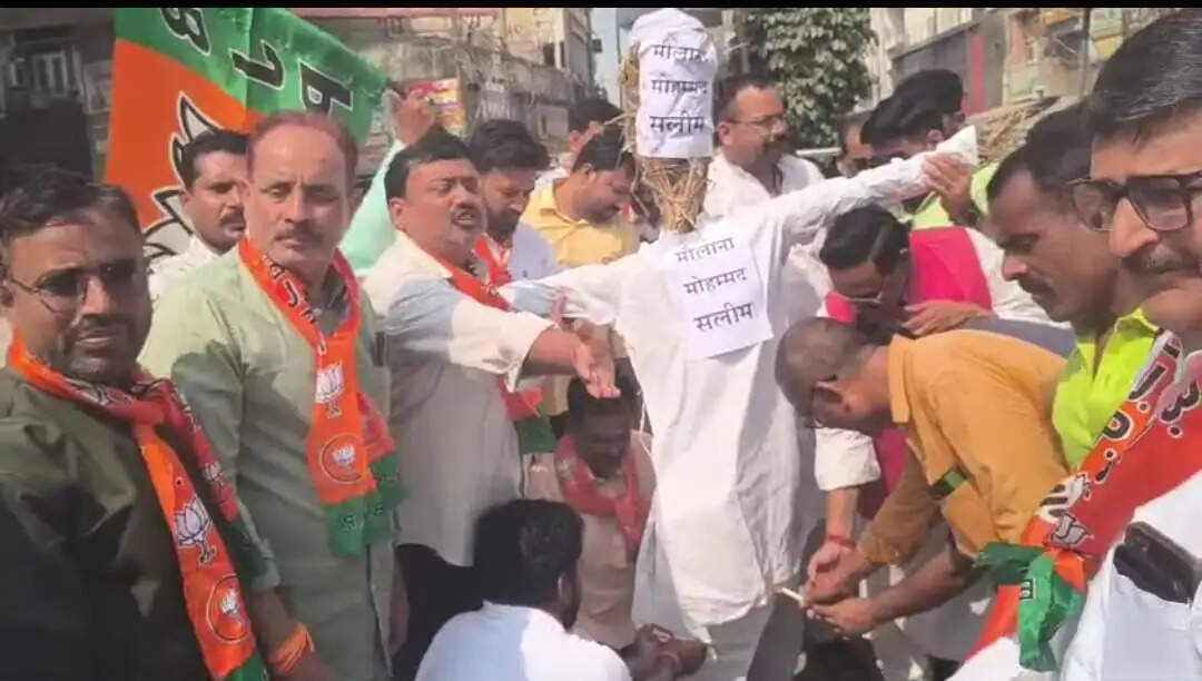सारण में भाजपा कार्यकर्ताओं ने मौलाना का फूंका पुतला