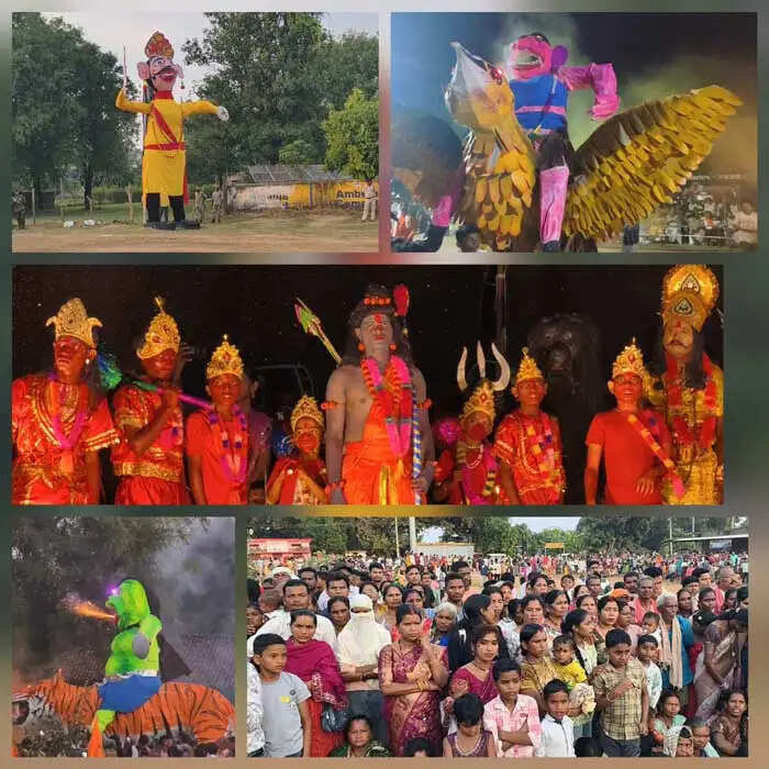 नारायणपुर-बिजली में आदमकद राक्षसों की झांकियां दशहरा के आकर्षण का केंद्र बना