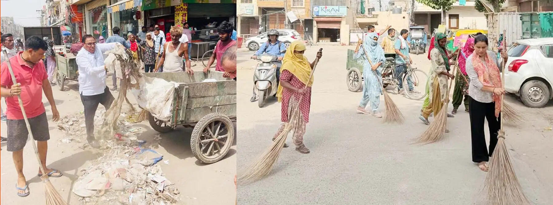 गुरुग्राम: स्वच्छता से स्वागत अभियान में जनप्रतिनिधियों व आमजन ने लगाई झाड़ू, उठाया कूड़ा