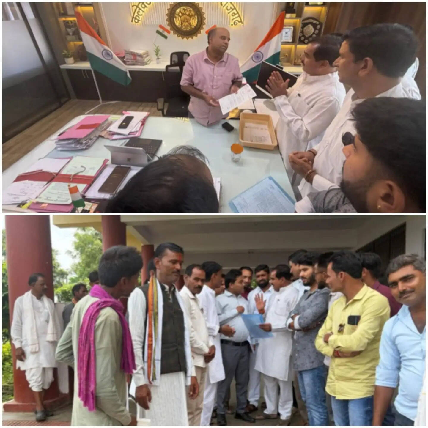 राजगढ़ः किसानों को फसल बीमा का लाभ दिलाने व बिजली संकट को लेकर कांग्रेस का कलेक्ट्रेट घेराव
