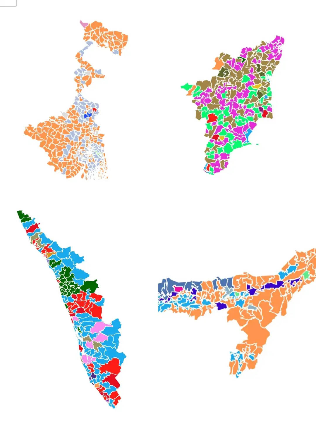 रुझान – पश्चिम बंगाल में कमल, तमिल में विजयरथ