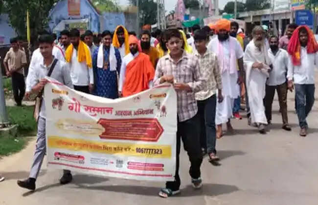 नारनौल में गो सम्मान यात्रा निकाल दिया गो संरक्षण का संदेश