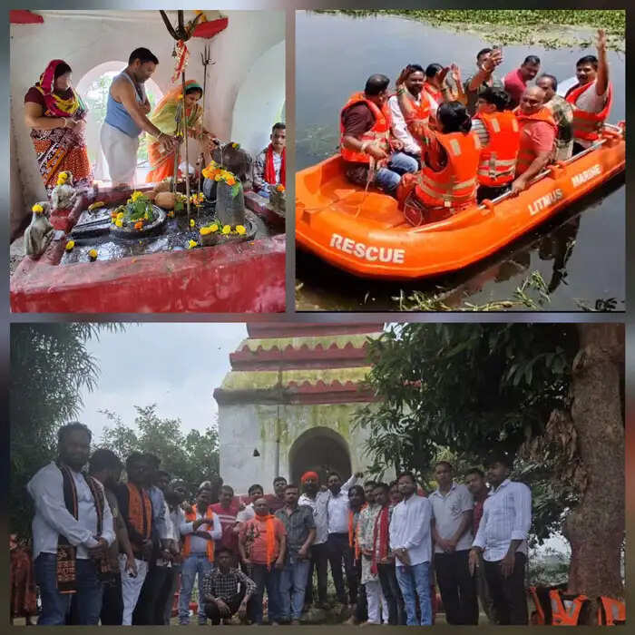 सांसद की पहल पर मोटरबोट सेवा से दलपत सागर शिव मंदिर में श्रद्धालुओं ने किए दर्शन