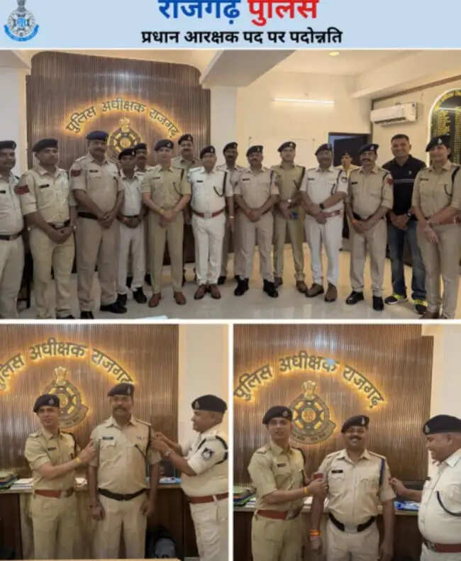 राजगढ़ः 254 आरक्षक बने प्रधान आरक्षक, एसपी तोलानी ने फिती लगाकर दी बधाई