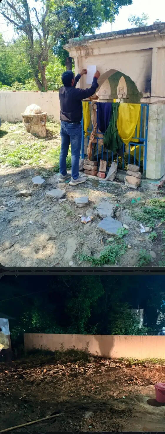 यमुना कॉलोनी में अवैध मजार पर चला बुलडोजर