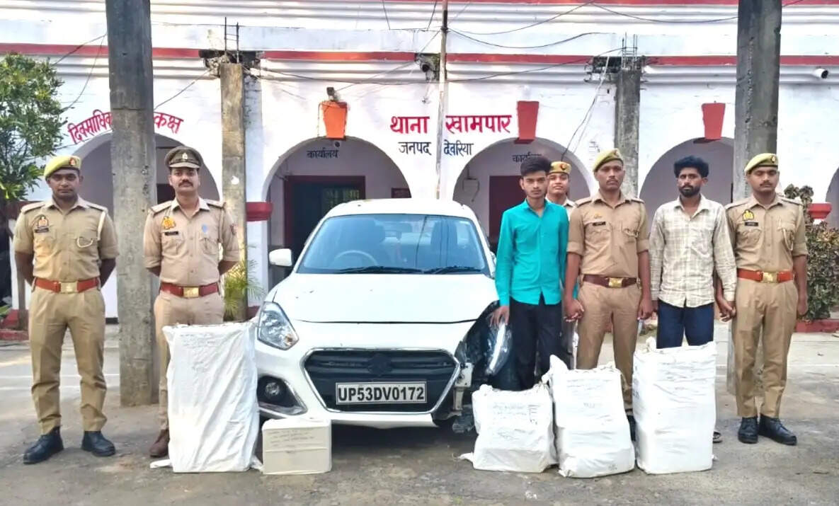 देवरिया में जांच से भाग रहे तस्करों ने कार से दरोगा को मारी टक्कर, दोनों अभियुक्त वाहन व शराब समेत गिरफ्तार