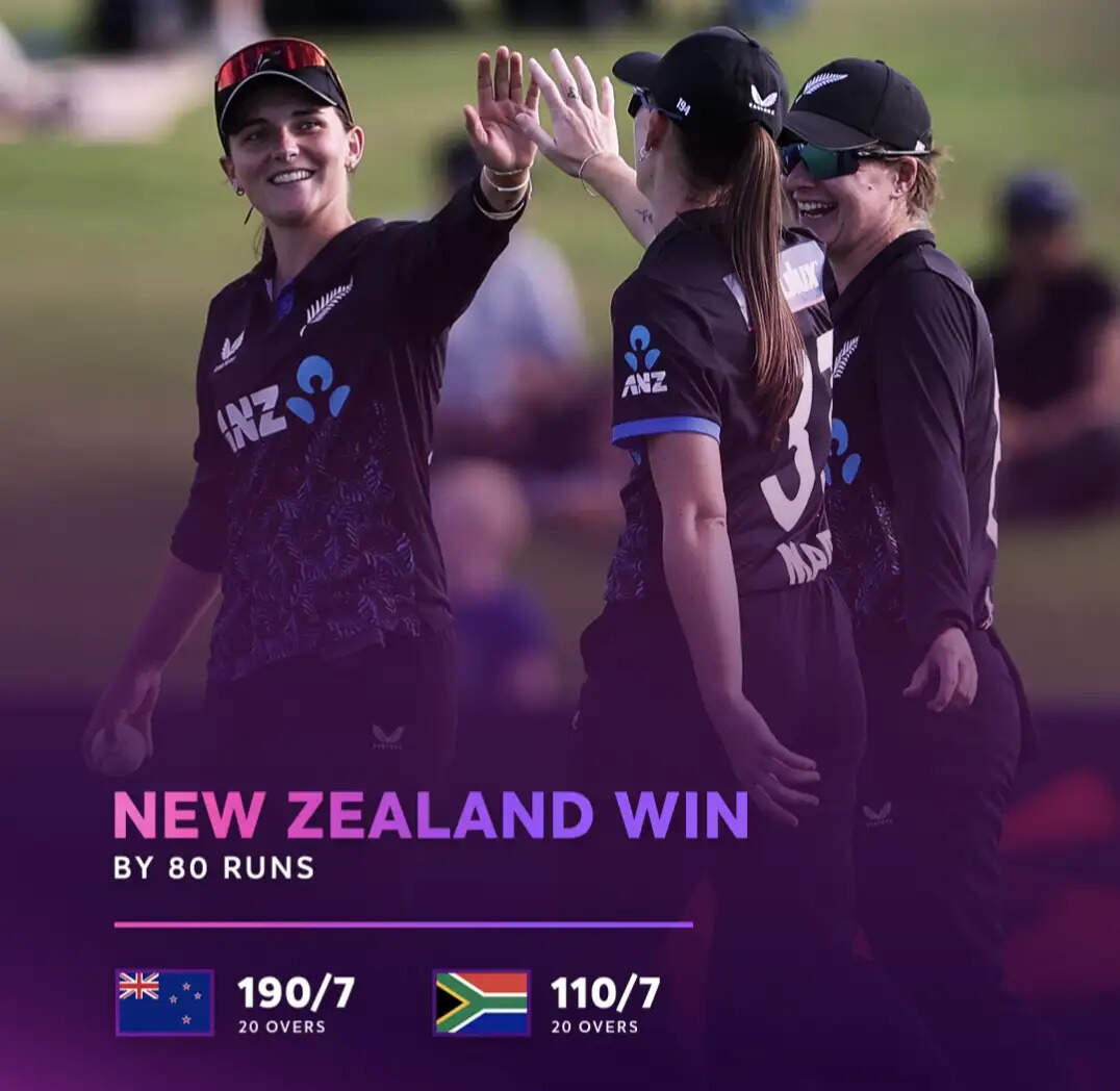 न्यूजीलैंड महिला टीम ने पहले टी-20 मैच में दक्षिण अफ्रीका को 80 रन से हराया