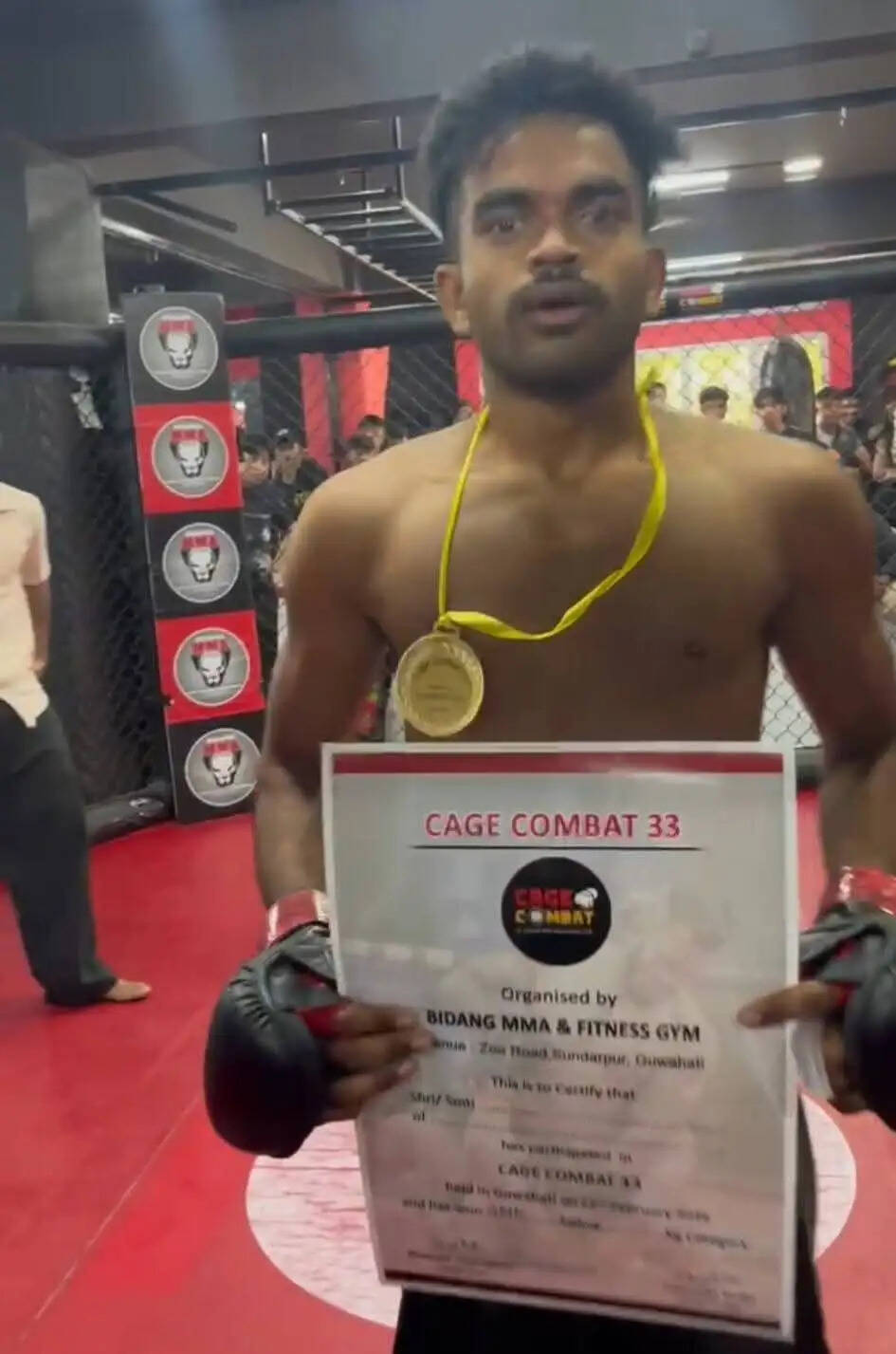 शिवपुरीः नेशनल एमएमए चैंपियनशिप में शिवम केवट ने तीसरे राउंड में नॉकआउट कर जीता गोल्ड