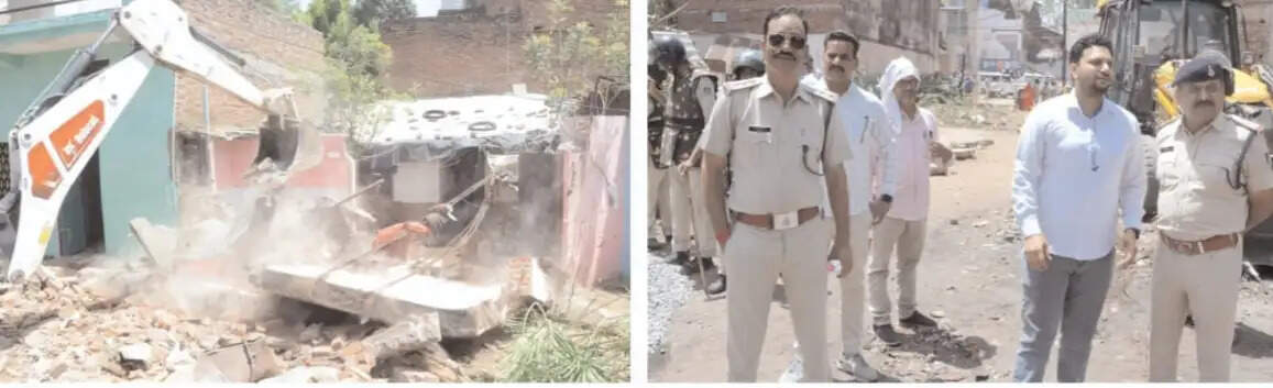 अतिक्रमण हटाने गई प्रशासन एवं पुलिस की टीम पर पत्थर से हमला