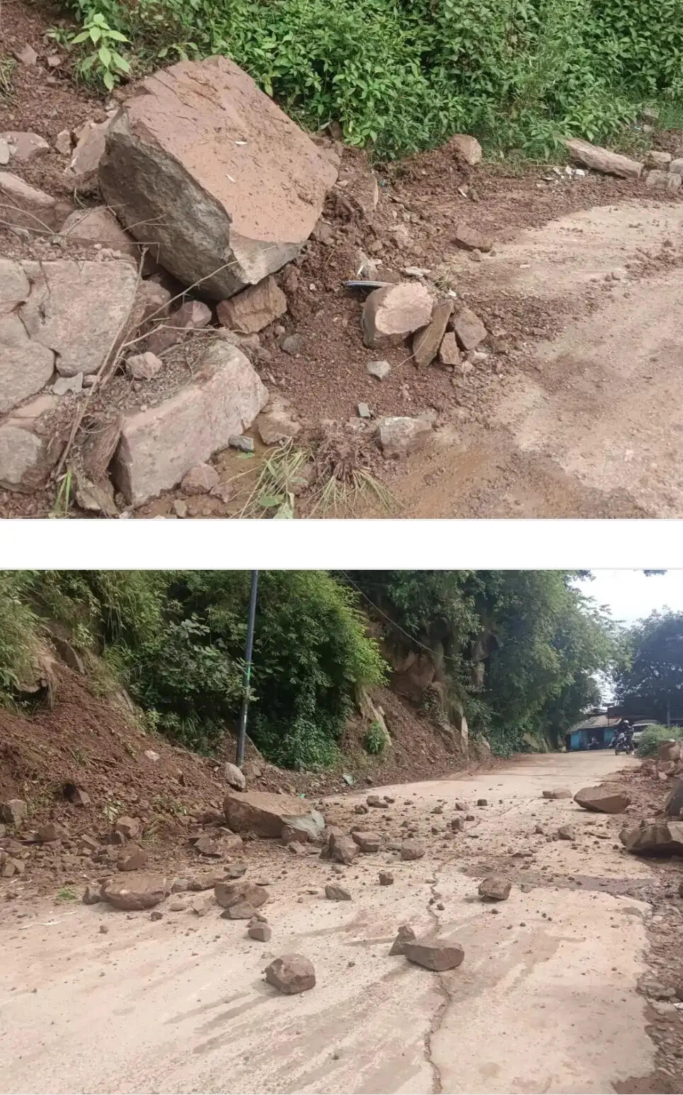 धर्मशाला में भूस्खलन की चपेट में आई बाईक, दो घायल