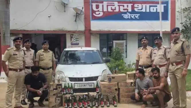 132 लीटर अवैध अंग्रेजी शराब के साथ तीन आराेपित गिरफ्तार