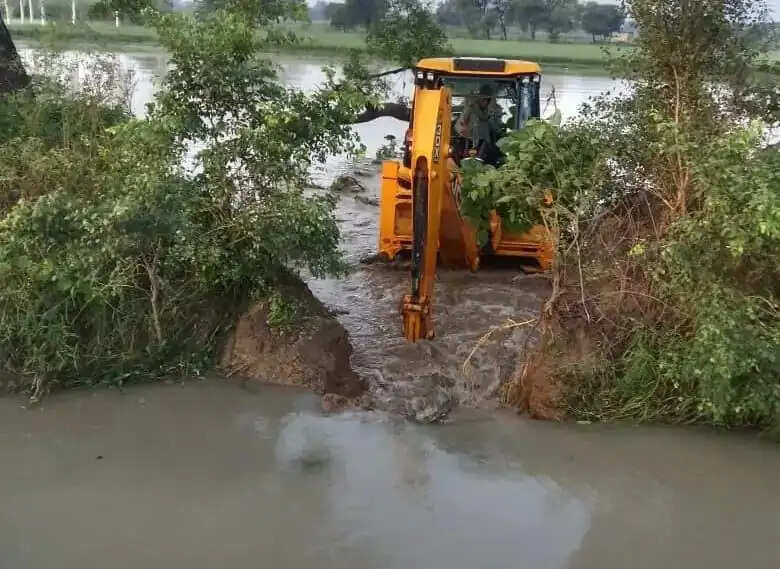 हाथरस : नहर की पटरी टूटने से 150 बीघा से अधिक फसल जलमग्न, किसानों ने खुद कराई मरम्मत