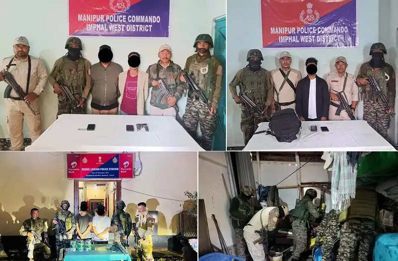 मणिपुर के अलग-अलग इलाकों से विभिन्न संगठनों के पांच कैडर गिरफ्तार