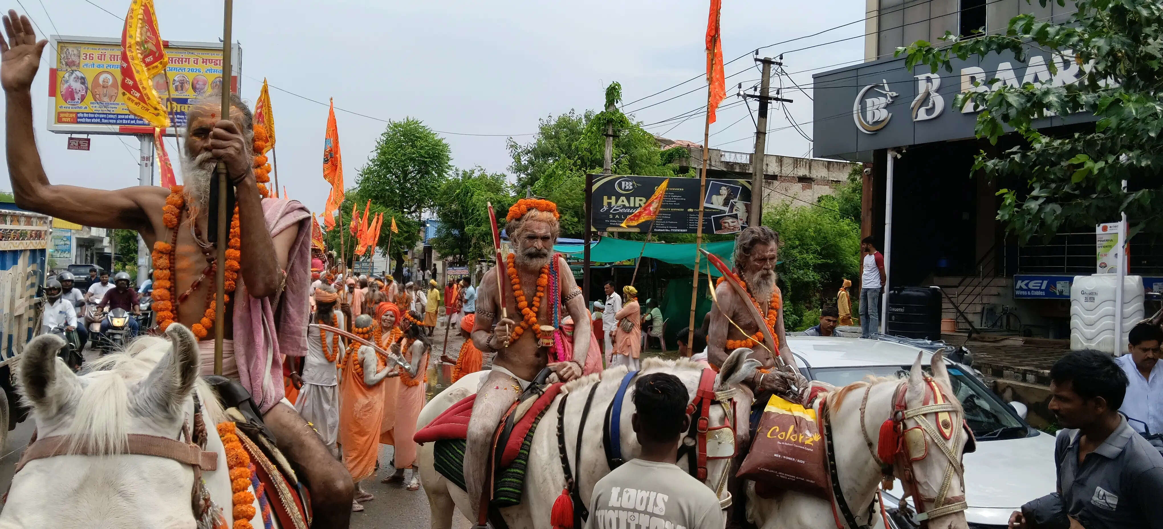अलवर में संतों की निकली शाही सवारी, नागा साधुओं के करतबों ने खींचा लोगों का ध्यान