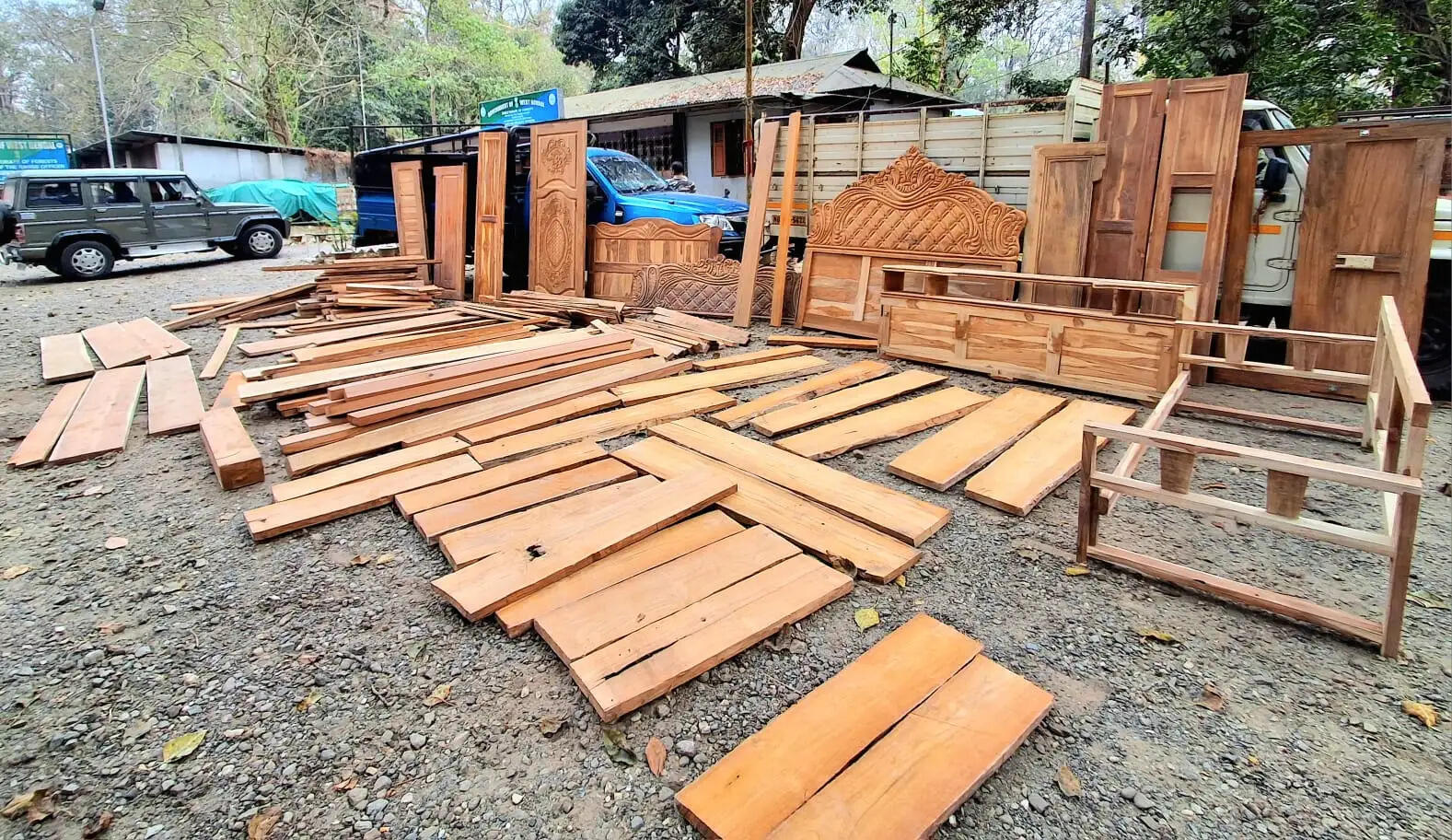 वन विभाग की कार्रवाई में सागौन लकड़ी व फर्नीचर जब्त