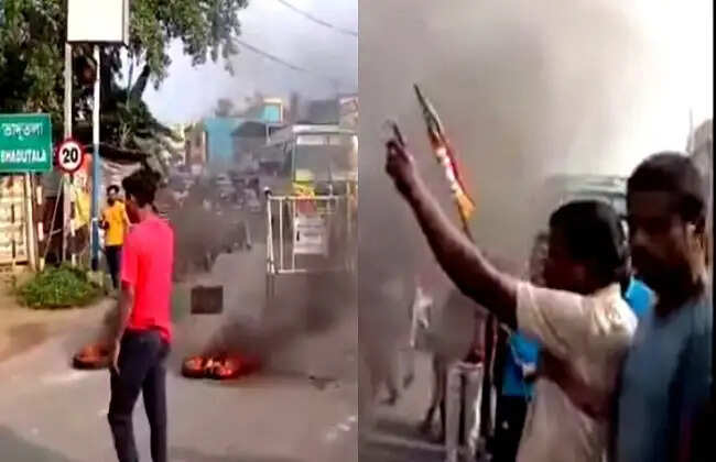 चंद्रनाथ रथ की हत्या के विरोध में राष्ट्रीय राजमार्ग पर प्रदर्शन