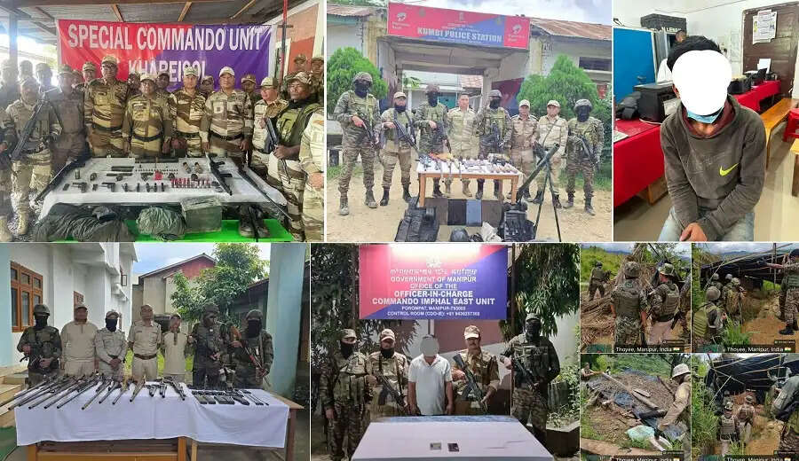 मणिपुर में भारी मात्रा में हथियार और विस्फोटक बरामद, दो आरोपित गिरफ्तार