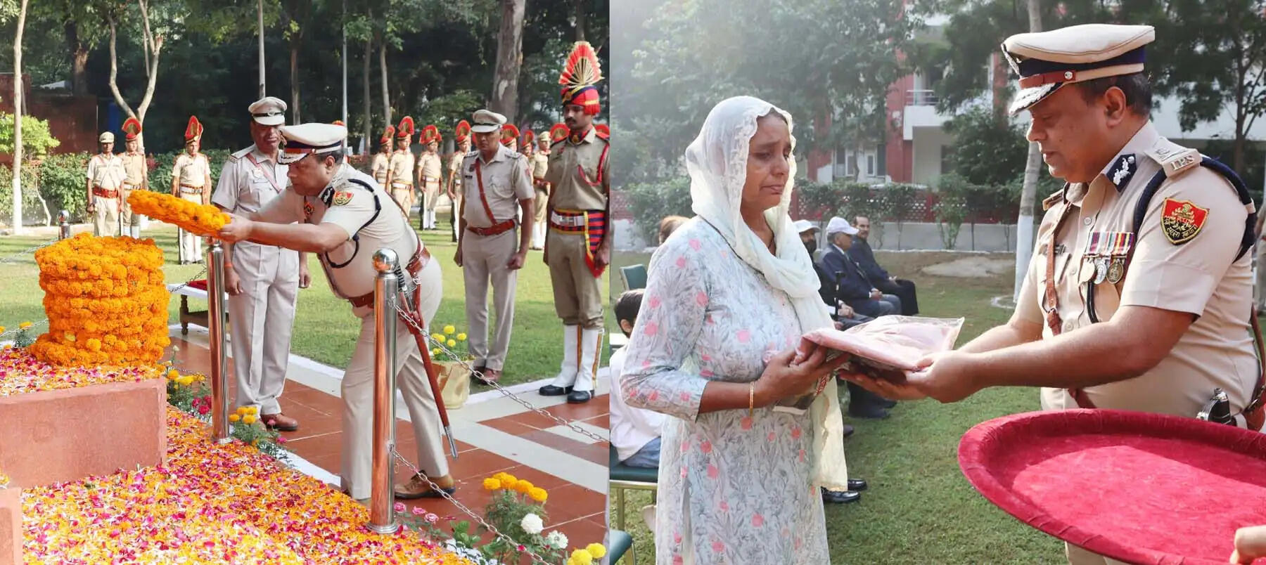 गुरुग्राम: पुलिस शहीदी दिवस पर शहीदों को श्रद्धांजलि, परिजनों को किया सम्मानित