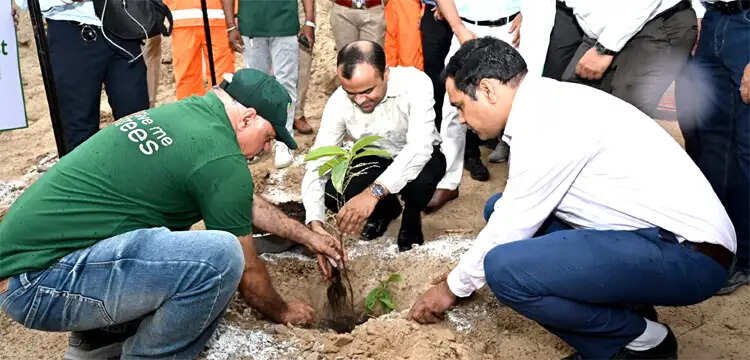 रुद्राक्ष का पौधा राेपित कर जिलाधिकारी ने दिया हरित भविष्य का संदेश