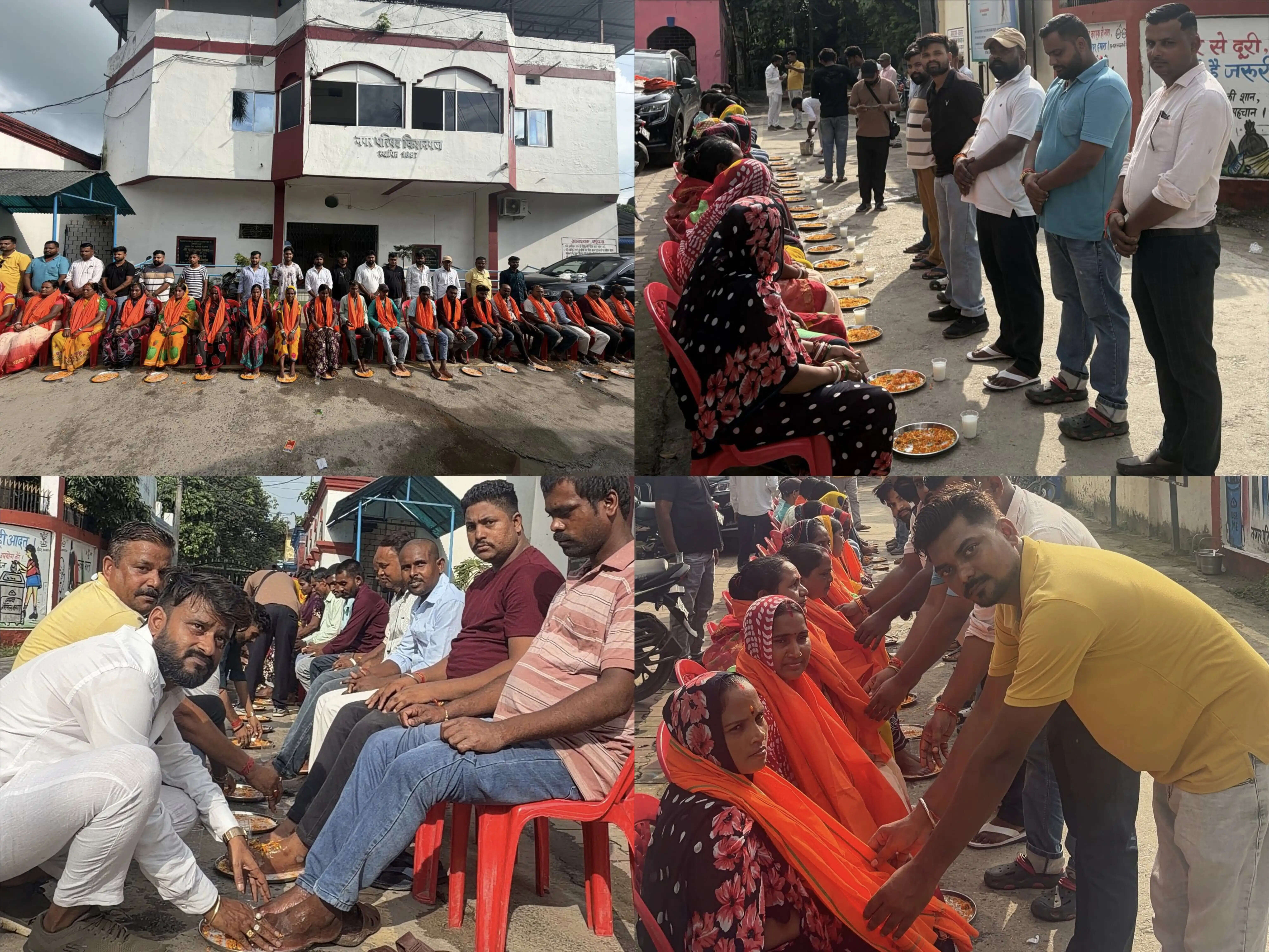 सफाई कर्मियों के पांव धोकर विहिप ने मनाया स्थापना दिवस