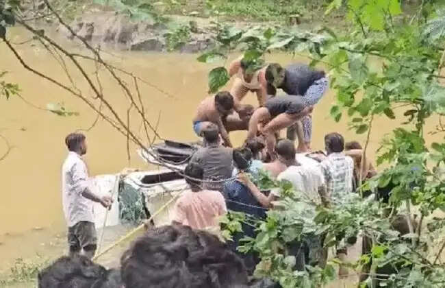 मप्र के आगर मालवा जिले में ओडिशा के श्रद्धालुओं की कार नाले में बही, 8 की मौत